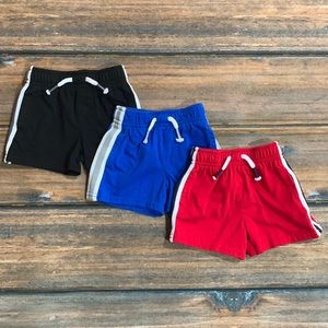 Set of 3 Boys 3-6 Month Shorts - Black, Red and Blue